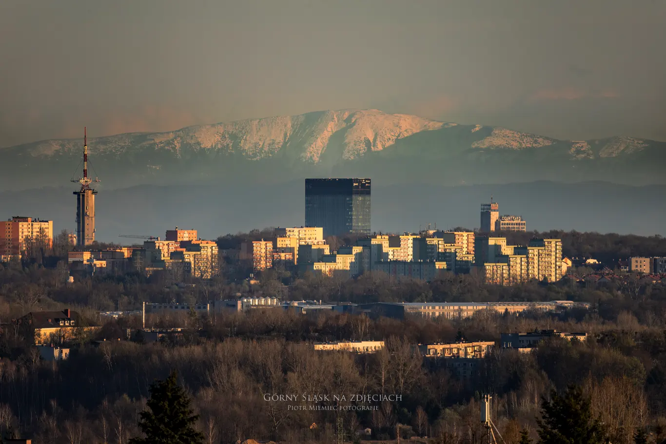 Katowice na tle Babiej Góry